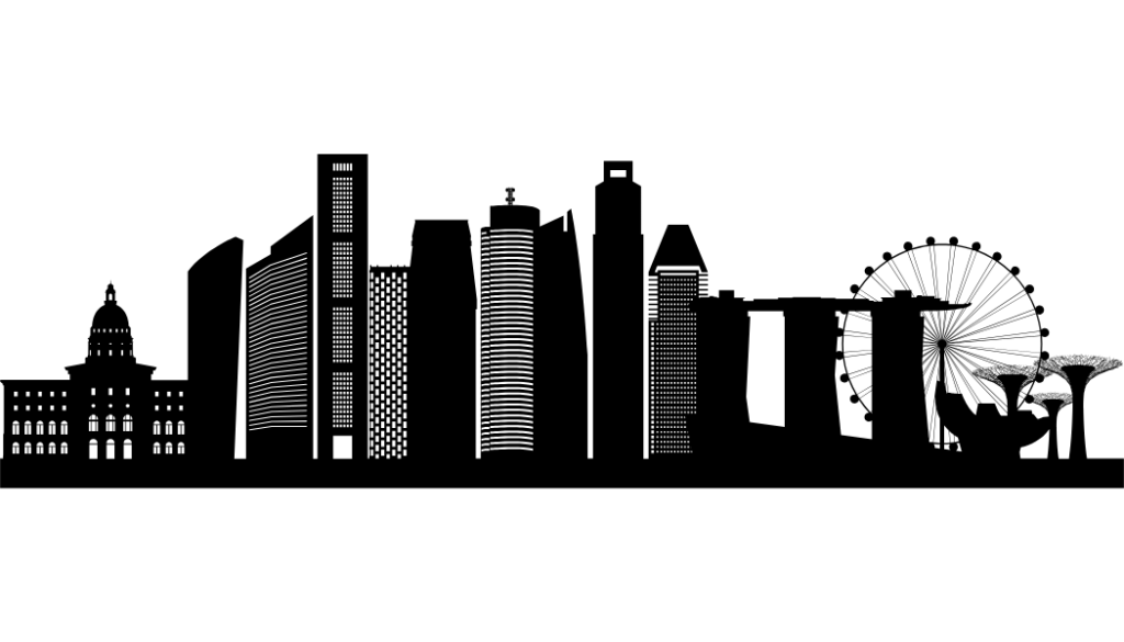 Graphic representation of key landmarks near the Singapore F1 track