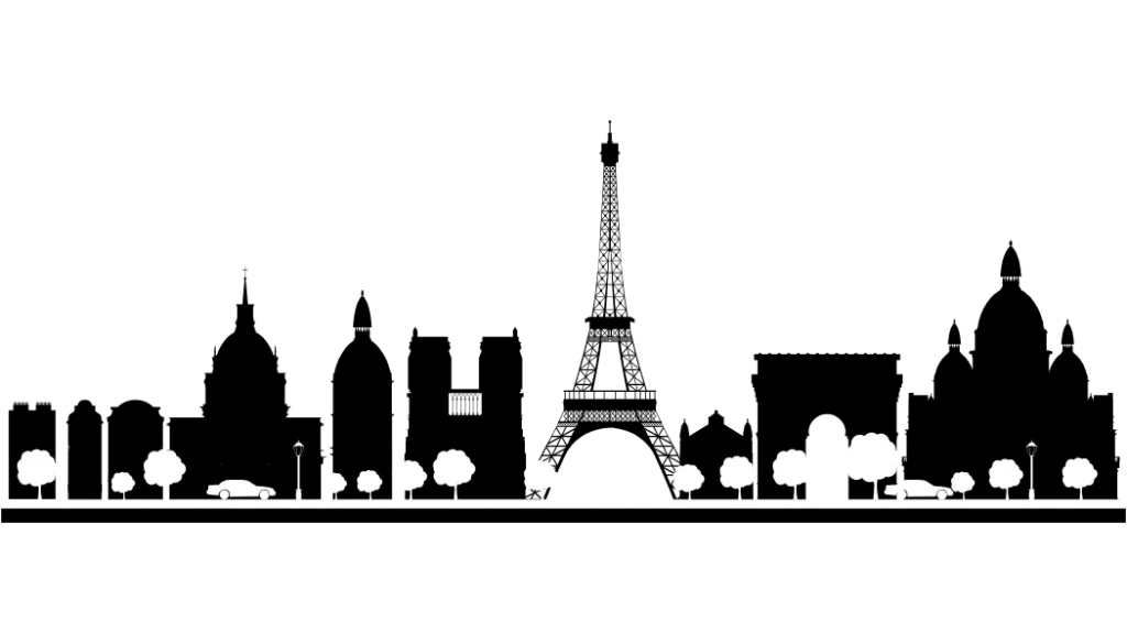 Graphic illustration of must-see Paris landmarks and sightseeings.